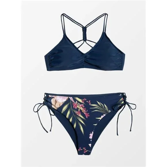 Women's 2 Piece Bikini Set Back Braided Straps with Reversible Bottom